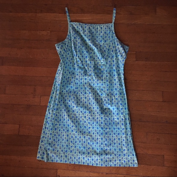 Vintage Blue/Green Print Dress - Picture 1 of 3
